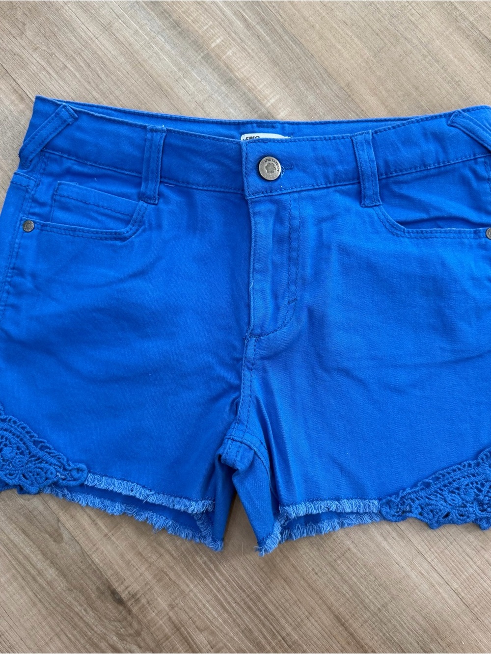 Epic Threads Bright Blue Crochet Trim Girls' Shorts